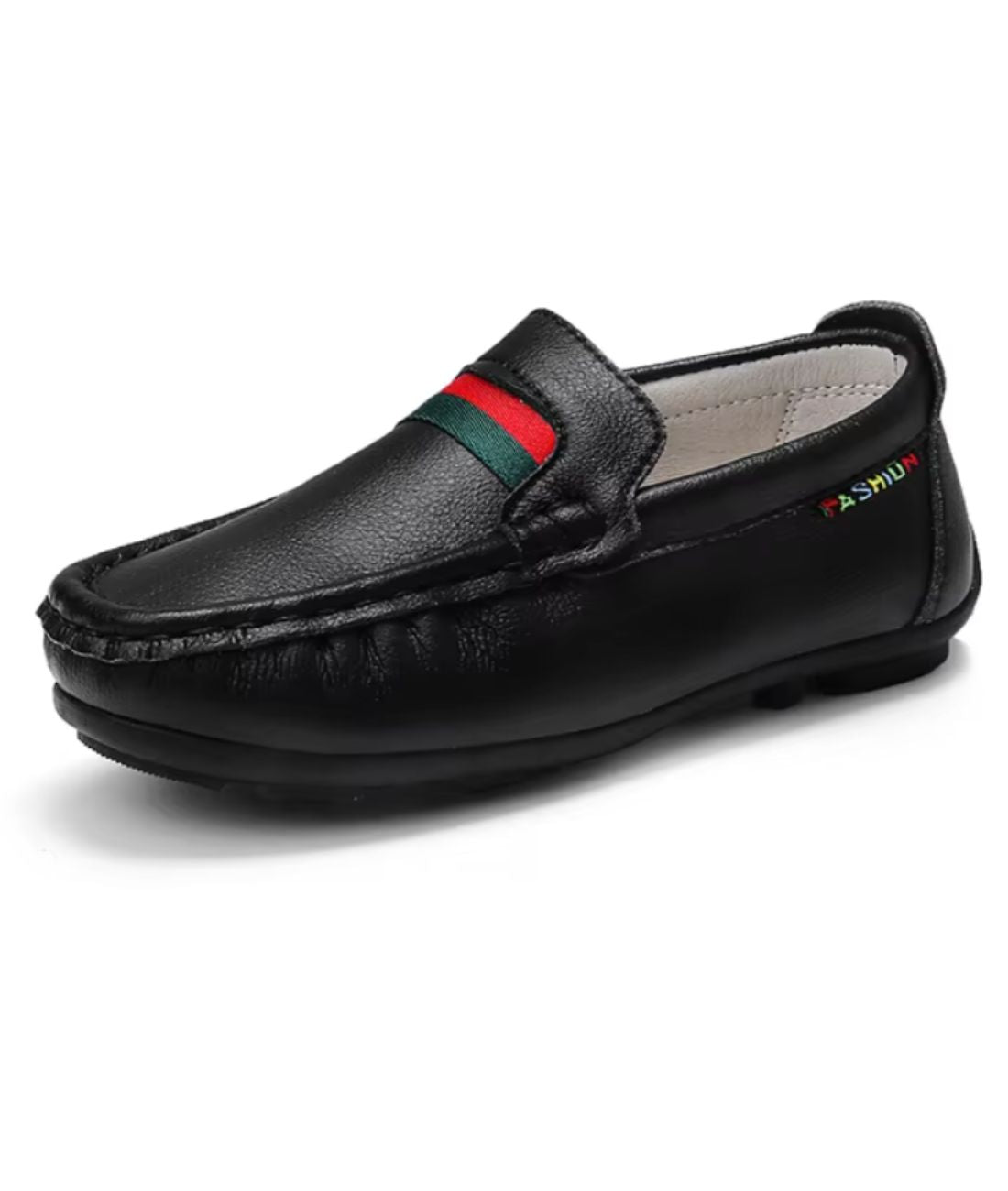 Mocassins Souples En Cuir Design Rouge Et Vert Garçons - Le Mocassin