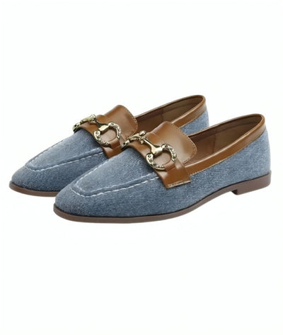 Mocassins Souples Style Bateau En Jean Bleu Pour Femme - Le Mocassin