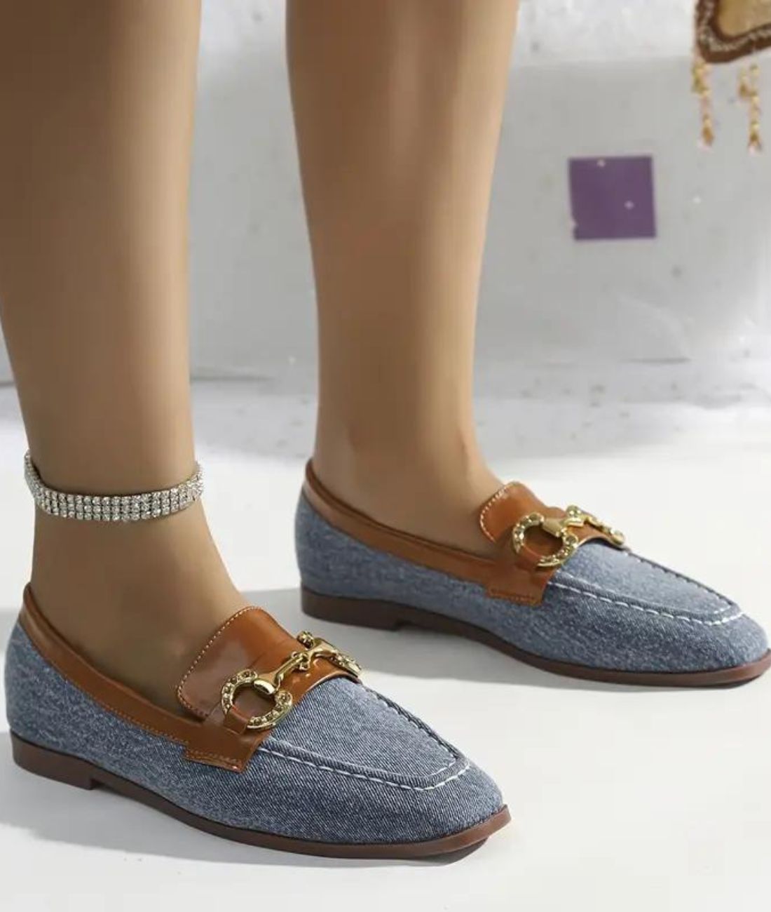 Mocassins Souples Style Bateau En Jean Bleu Pour Femme - Le Mocassin