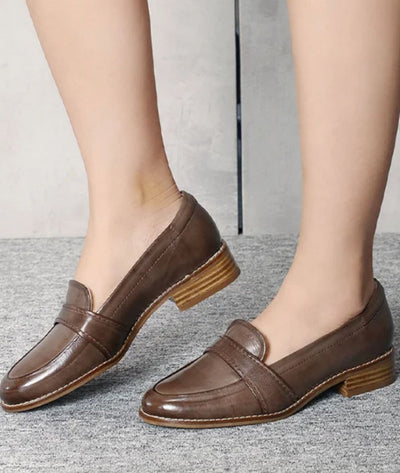 Mocassins Talons Carrés Cuir Souple Pour Femmes - Le Mocassin