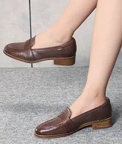 Mocassins Talons Carrés Cuir Souple Pour Femmes - Le Mocassin