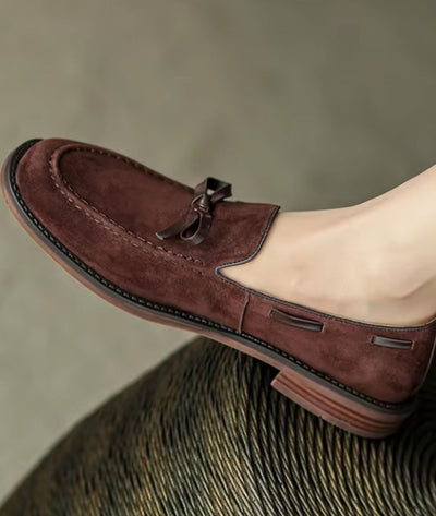 Mocassins À Talons En Cuir Style Rétro Pour Femmes - Le Mocassin
