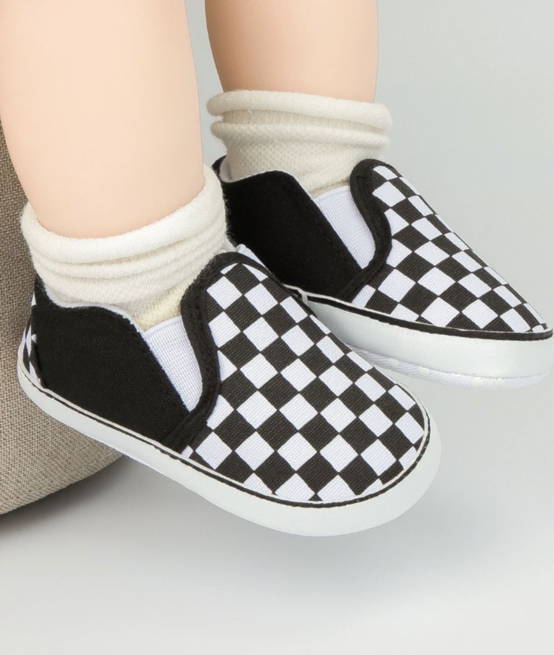 Mocassins Toile Damier Carreaux Pour Bébé Garçon - Le Mocassin