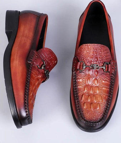 Mocassins Vernis Effet Crocodile De Luxe Pour Homme - Le Mocassin