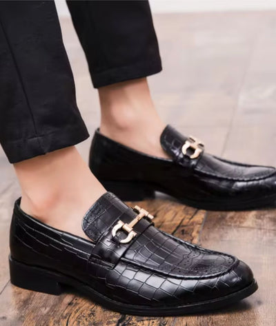 Mocassins Vernis Noir Et Doré Pour Hommes - Le Mocassin