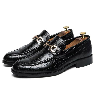 Mocassins Vernis Noir Et Doré Pour Hommes - Le Mocassin