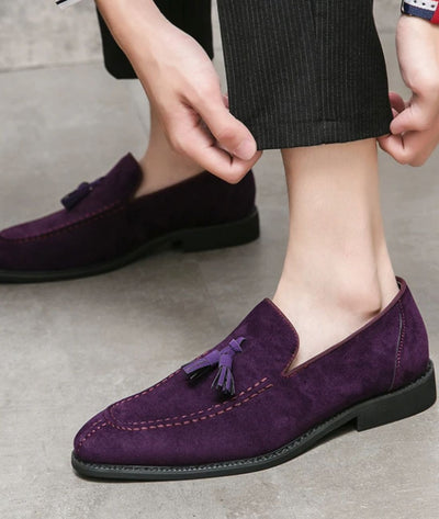 Mocassins Violets En Daim Pour Hommes - Le Mocassin