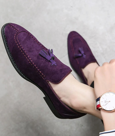 Mocassins Violets En Daim Pour Hommes - Le Mocassin