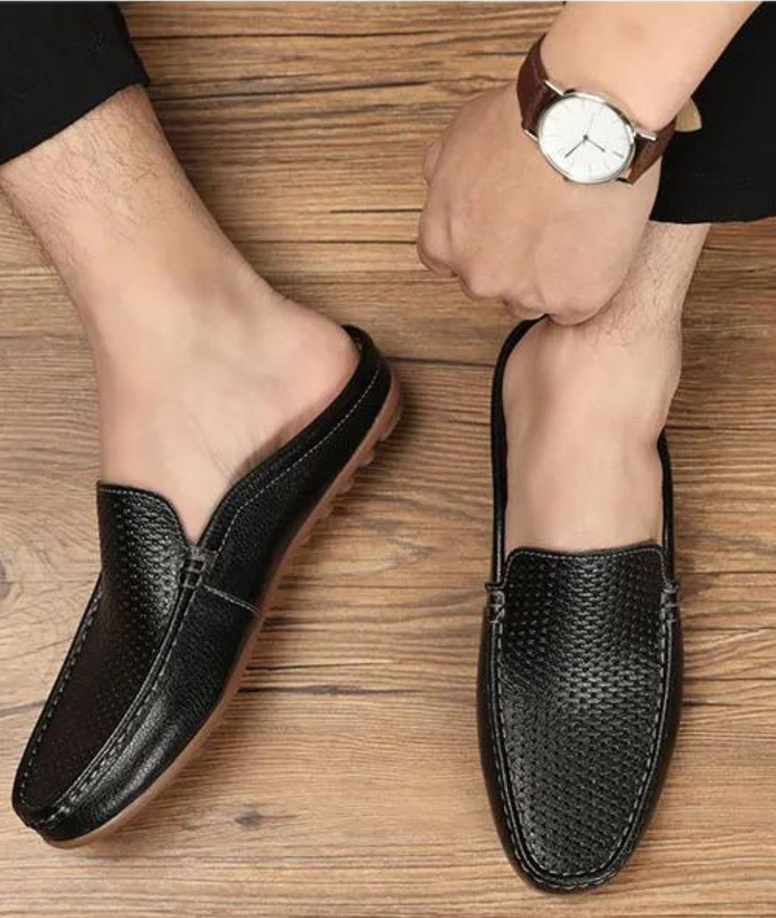 Mules Mocassins Souples En Cuir Synthétique